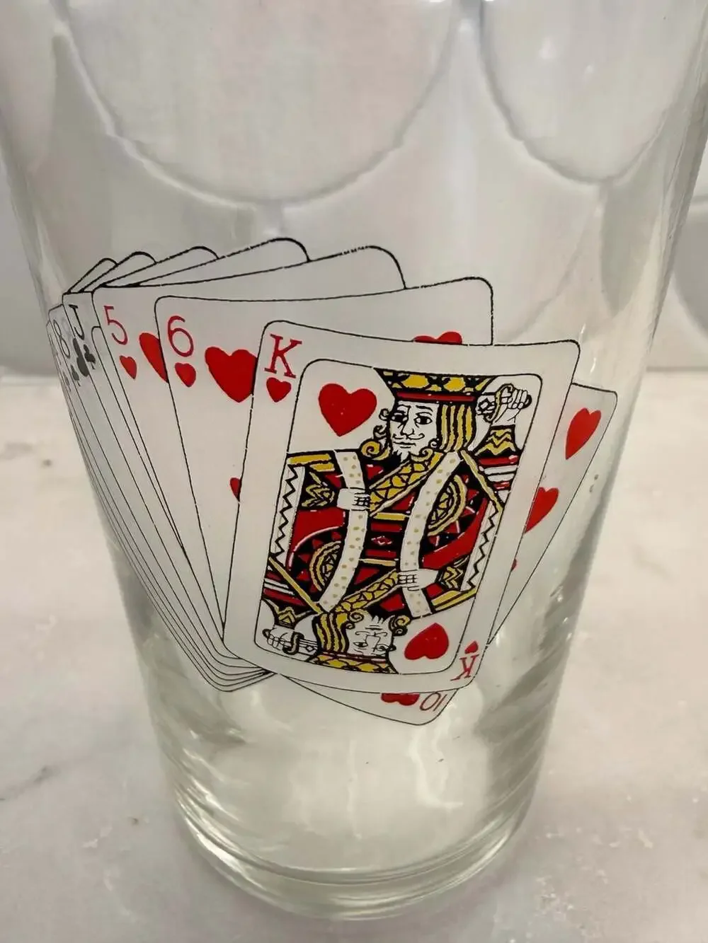 1980s Vintage Boho Chic Highball Deck of Cards Motif Tumblers - Set of 3
